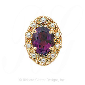 GS174 AMY/PL - 14 Karat Gold Slide with Amethyst center and Pearl accents 